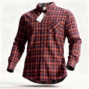 Sovereign Code Red Black Grey Plaid Men's Long- Sleeve Flannel Shirt Medium